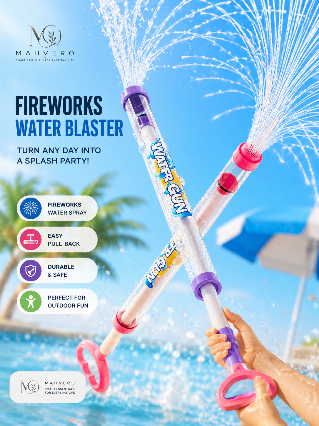 Fyrverkerivattenbläster för barn | Sommarleksak för pool och strand